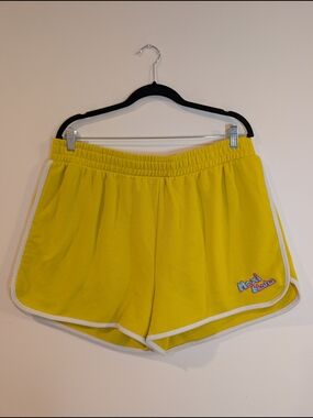 Forever 21 Bright Yellow Athletic Shorts with White Trim
